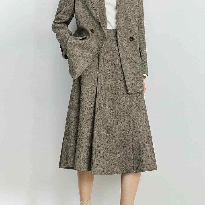 Elite suit LILY2025 women's retro splicing corduroy high-end commuter suit jacket with matching skirt in autumn tones