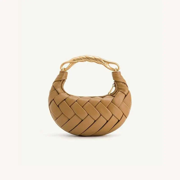 JW PEI Bird's Nest Bag tan woven one shoulder crossbody handbag with twisted handle