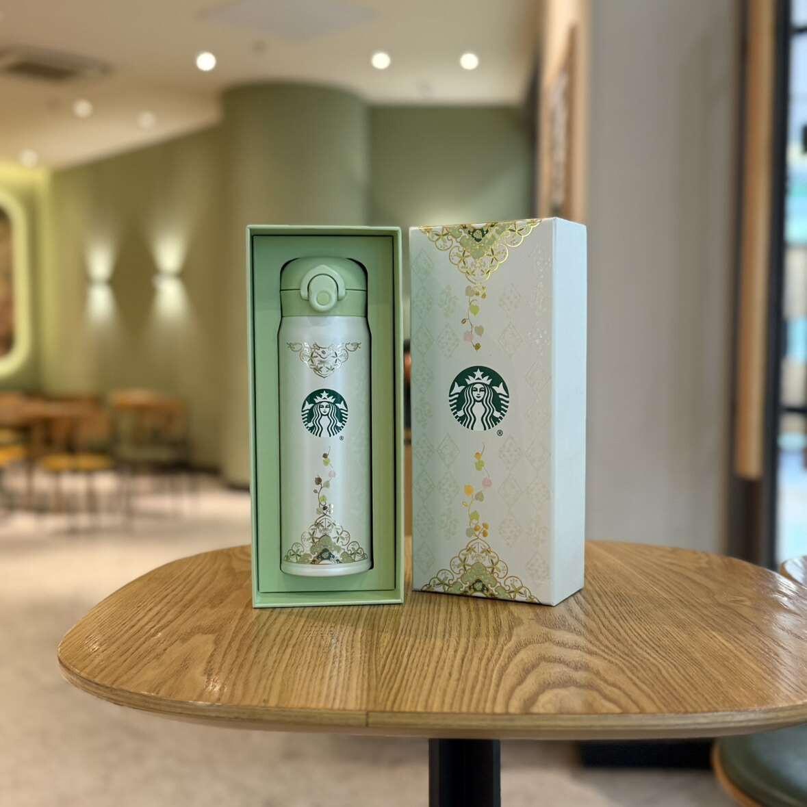 Starbucks cup 2026 spring sequence pattern series national style small fresh ceramic mark stainless steel thermos cup gift box.