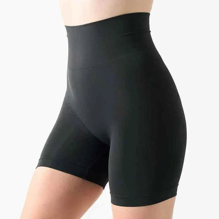 High-waist black body shaping slimming shaper shorts with seamless edges for smooth silhouette under clothes