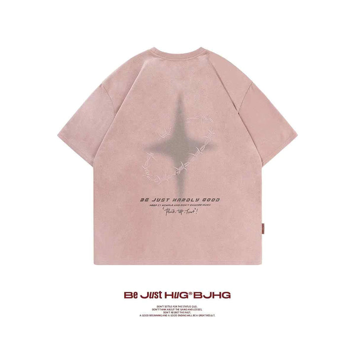Pink reflective star t-shirt BJHG with back print and casual street style design