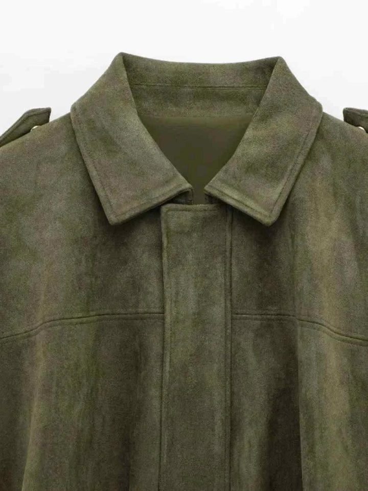 سترة بومبر نسائية بأكمام دولمان وياقة من الجلد الصناعي من مجموعة WMXZ Spring الجديدة