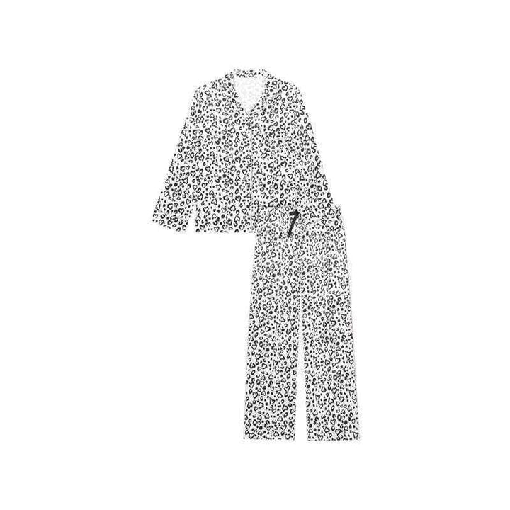 Victoria's Secret women's satin leopard print pajamas set with long sleeves and pants