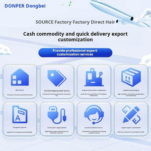 Overview of DONPER commercial equipment export services highlighting direct factory supply, custom power plugs, refrigerant options, and dedicated customer support