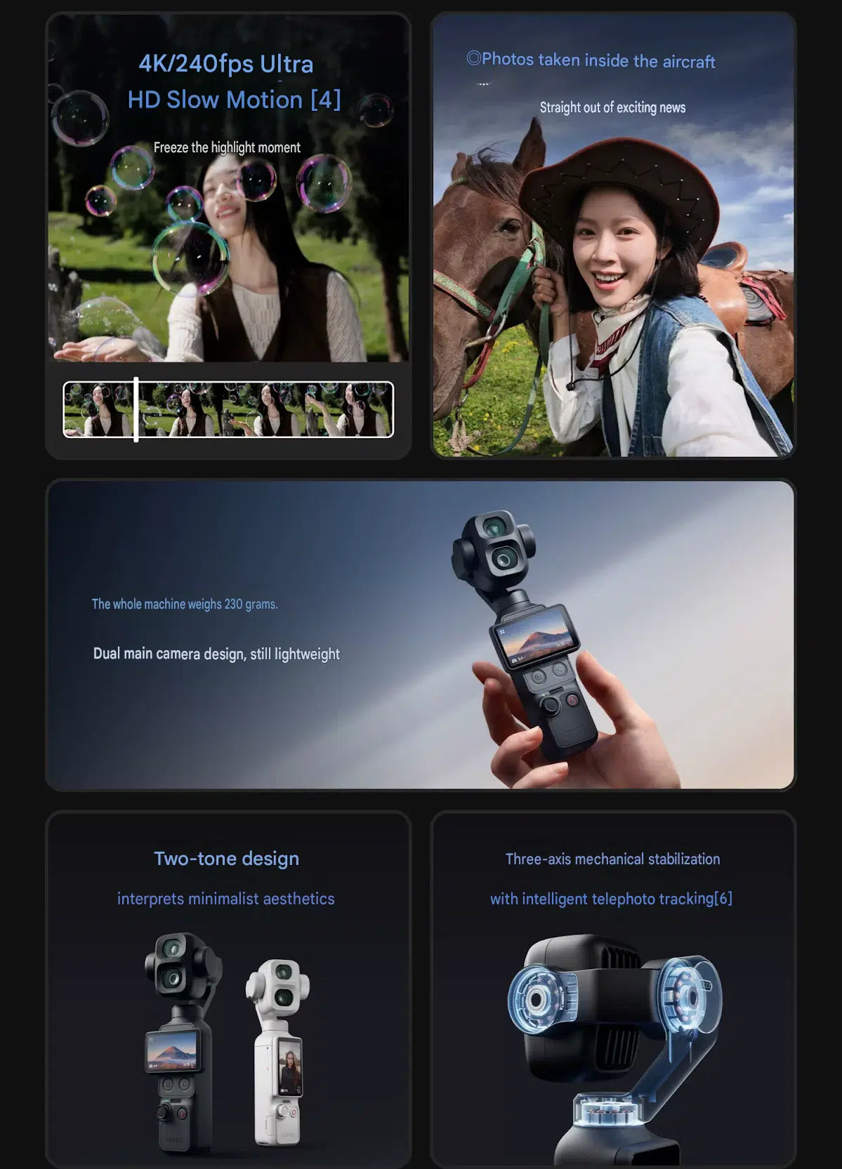 High-quality portraits taken with the 60mm med-tele lens of DJI Osmo Pocket 4P Pro Classic Black, showcasing live photo features.