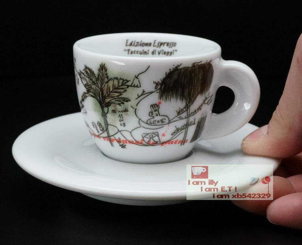 طقم فناجين Espresso سيراميك بتصاميم Travel ملونة.