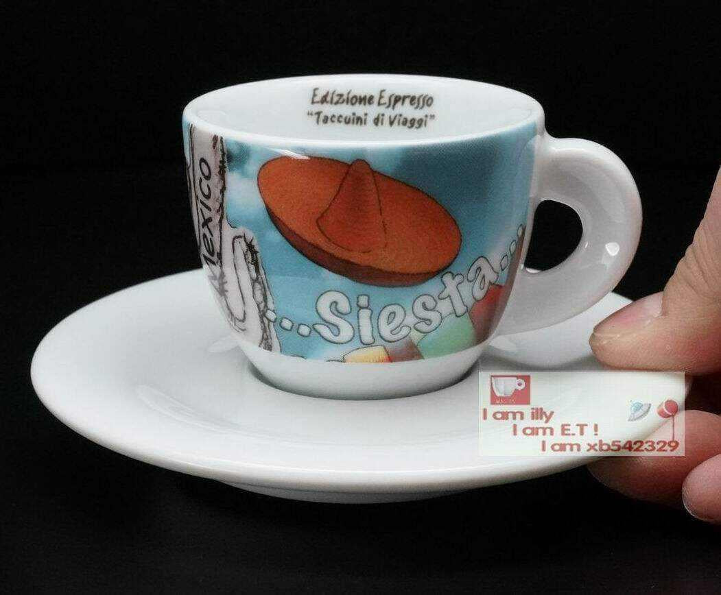 طقم فناجين Espresso سيراميك بتصاميم Travel ملونة.