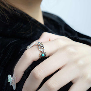 GUCCI GG Marmont Double G Daisy Colorful  925 Silver Topaz.