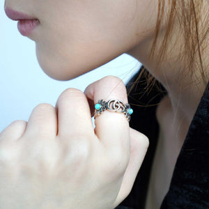 GUCCI GG Marmont Double G Daisy Colorful  925 Silver Topaz.