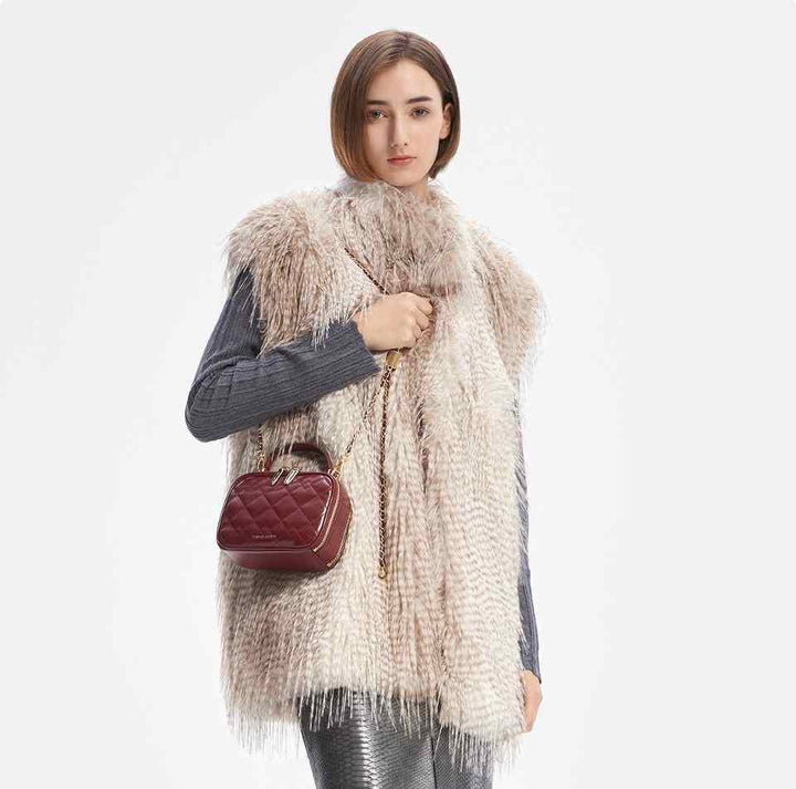 charleskeith حقيبة مستحضرات تجميل مبطنة مزدوجة بورغاندي - رفعة