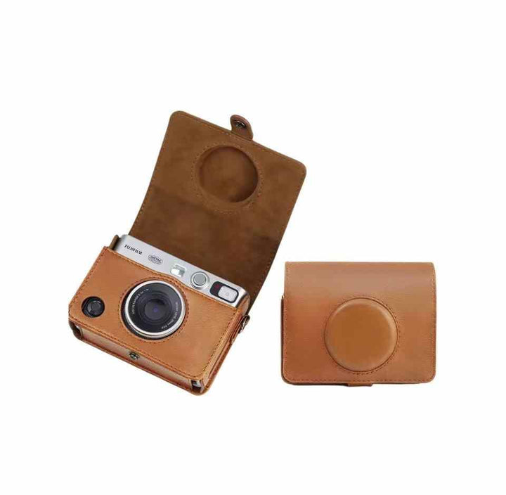 Fujifilm Instax Mini Evo كاميرا الفاخرة مع حافظة جلدية بني أنيقة للتصوير الفوري والهدايا المميزة