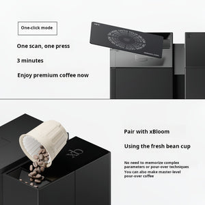 A two-step technical infographic demonstrating how to place and use XBloom xpods coffee capsules with a smart coffee machine.