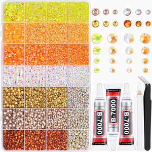 Yellow flatback rhinestones set with glue and tweezers - أحجار الراين صفراء وفصوص كريستالية