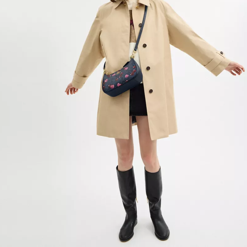 Coach Teri Shoulder Bag with Cherry Print (Blue) - حقيبة كوتش تيري كحلي بنقشة الكرز.