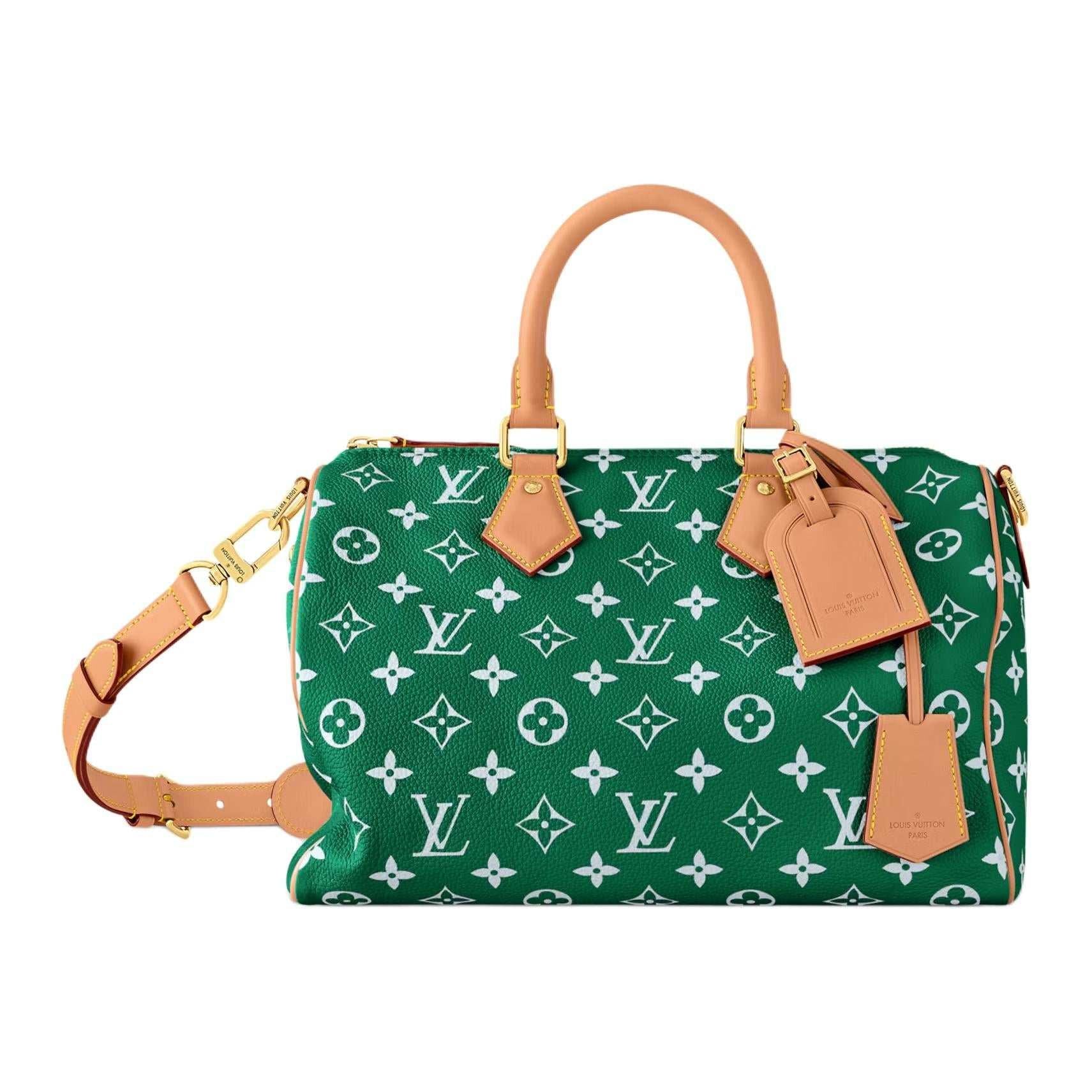حقيبة Louis Vuitton Speedy 30 بلون أخضر مميز وأنيق.