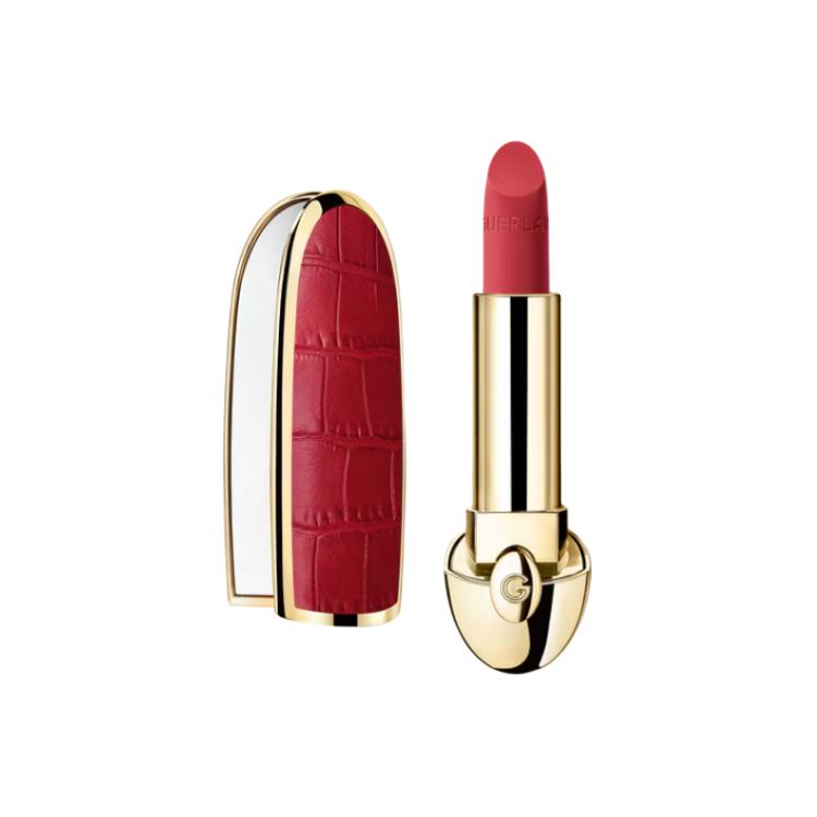 أحمر شفاه Guerlain Rouge G بلمسة مطفية وعلبة جلدية حمراء