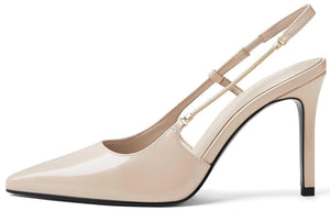 حذاء كعب عالي Slingback لامع بتفاصيل سحاب CHARLES & KEITH.