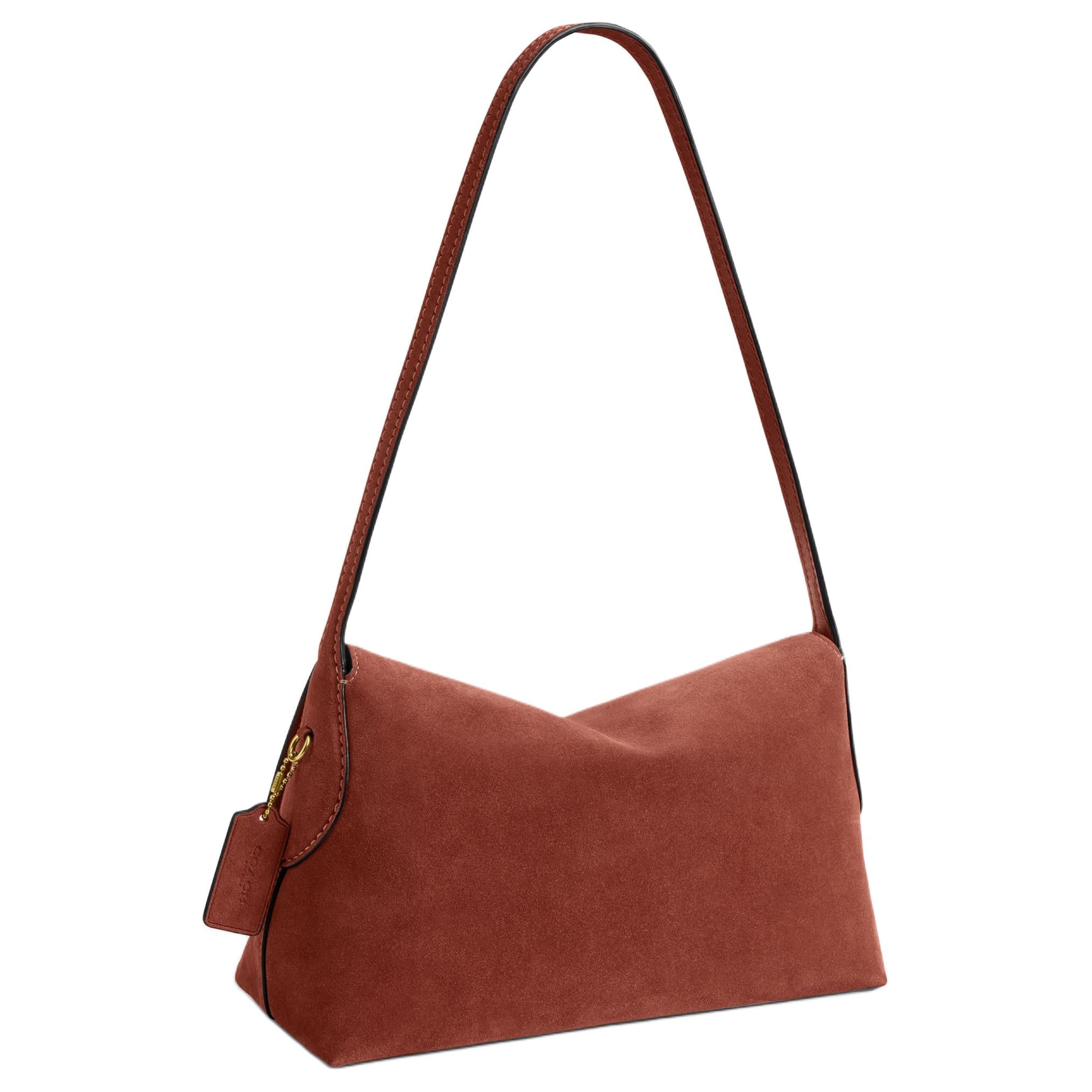 COACH Chelsea 30 Minimalist Design Push-Lock Cleavage Leather Single Shoulder Bag Large Women's Terracotta Color
