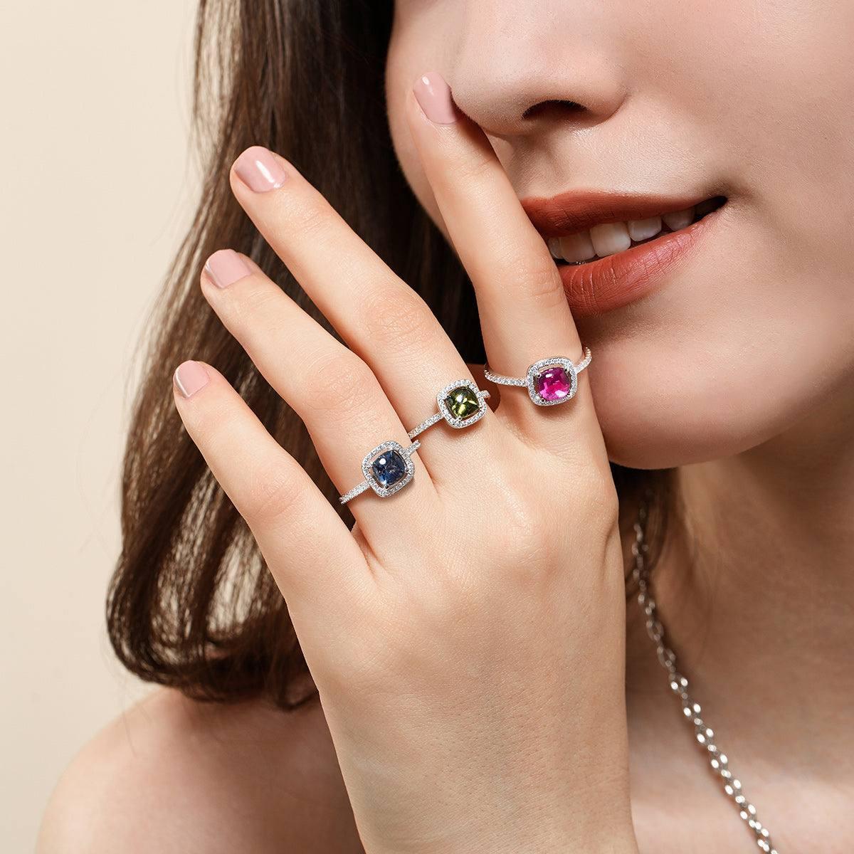 APM Monaco Zircon 925 Silver Ring Carmine.