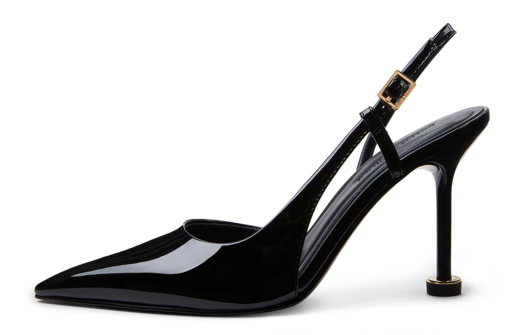CHARLES & KEITH حذاء كعب عالي Slingback نسائي لامع بمقدمة مدببة.