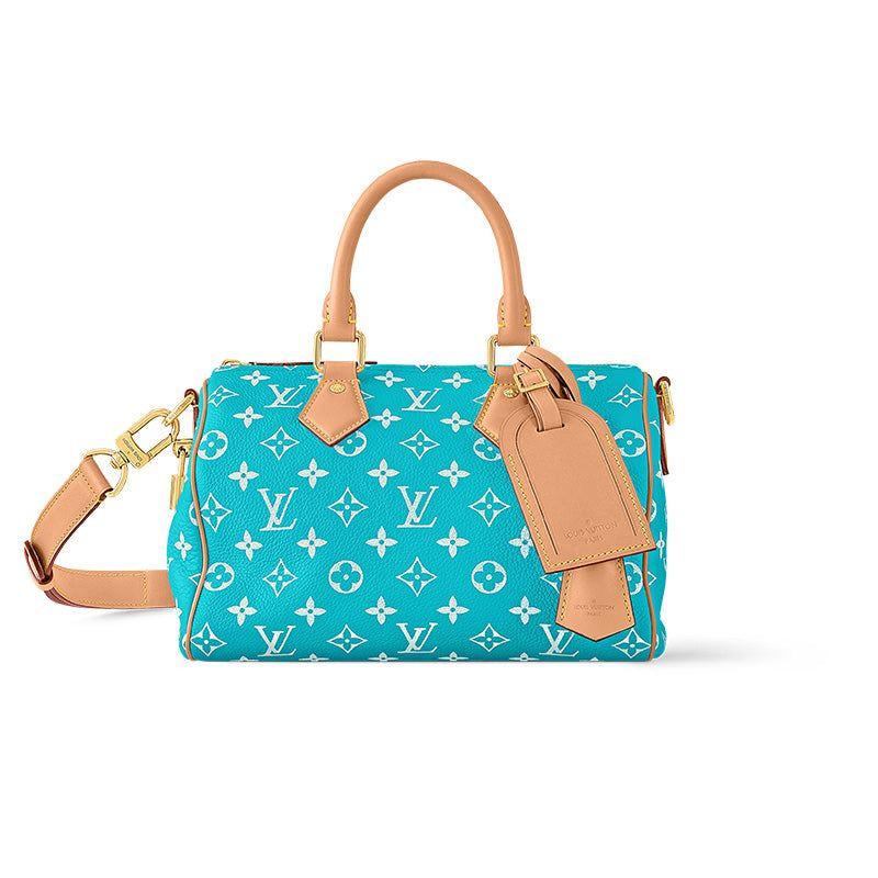 حقيبة Speedy 25 باللون الفيروزي ونقش Monogram الأنيق.