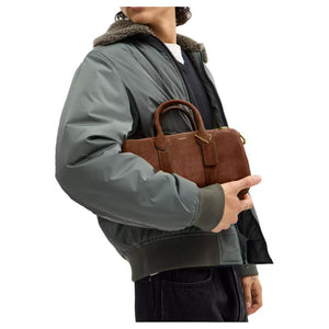 COACH Compass 25 Brand Logo Adjustable Detachable Shoulder Strap Compass Bag Suede Handbag Medium Women's Brown