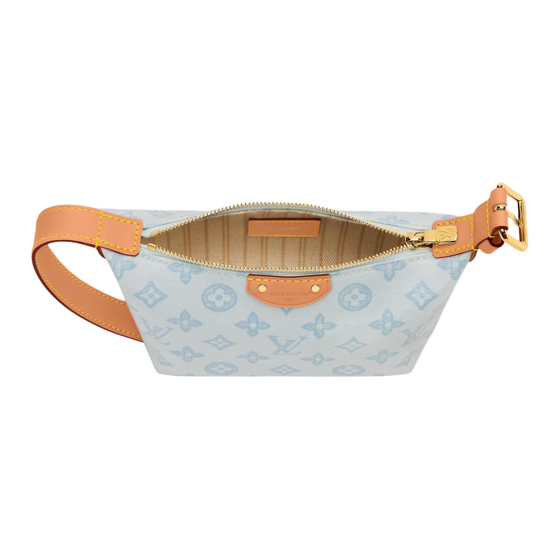 LOUIS VUITTON Pochette Hills Monogram Full Print Adjustable Shoulder Strap Coated Canvas Lunch Box Handbag Single Shoulder Bag Women's Blue Brown Patch