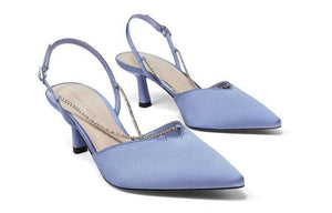 حذاء كعب Slingback أزرق فاتح مرصع بالكريستال CHARLES & KEITH.