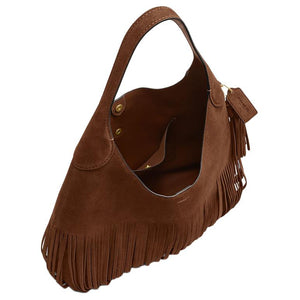 COACH Brooklyn 39 Fringe Swinging Fringe Trim Suede Single Shoulder Bag Large Women's Warm Brown