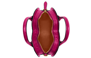 COACH Heart 20 Embossed Letter Logo Zipper Hardware Buckle Card Slot Patent Leather Heart-shaped Handheld Crossbody Single Shoulder Small Women's Pink Red