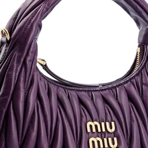 MIU MIU Miu Wander Jacquard Crossbody Tote Purple.