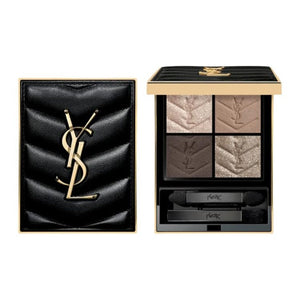 باليت ظلال عيون رباعية بشعار YSL بدرجات رمادية بنية وذهبية محايدة