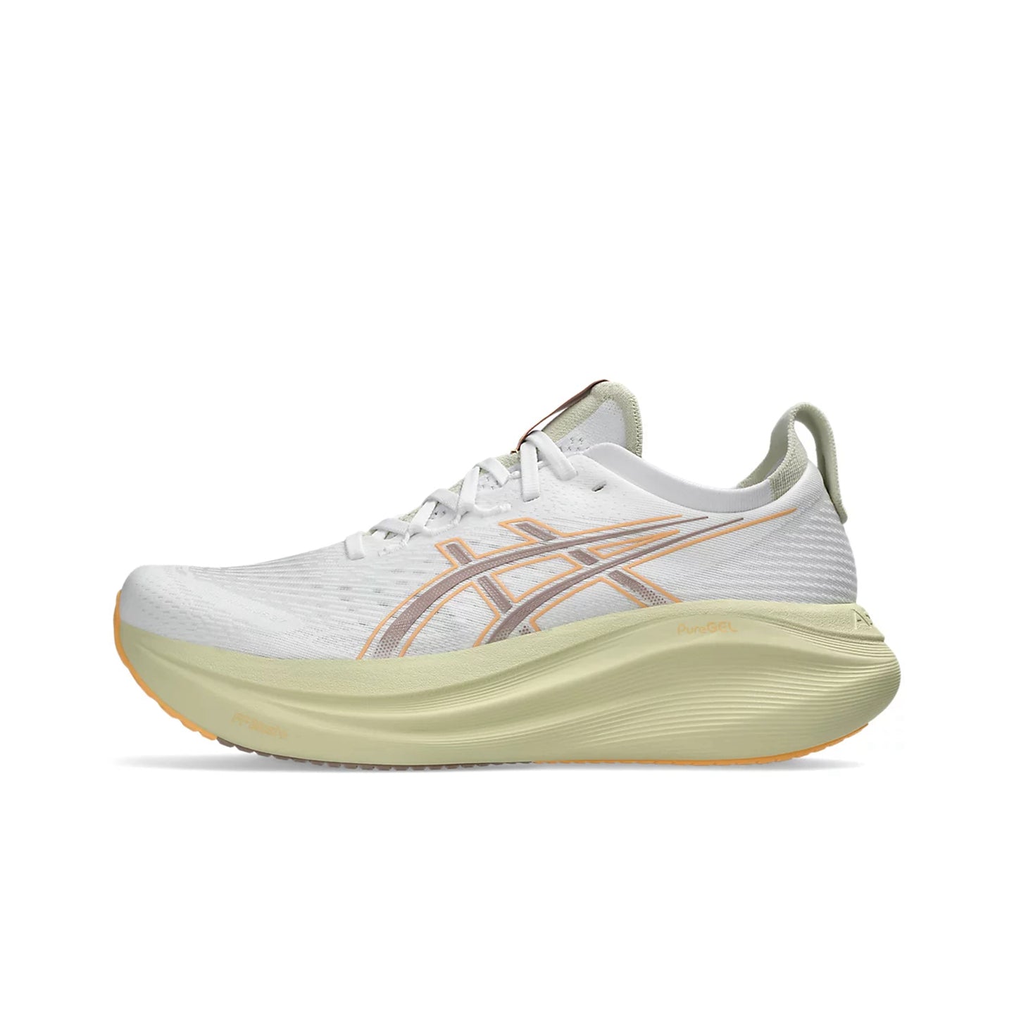 حذاء رياضي Asics Novablast بنعل مرتفع مريح - أبيض وبيج