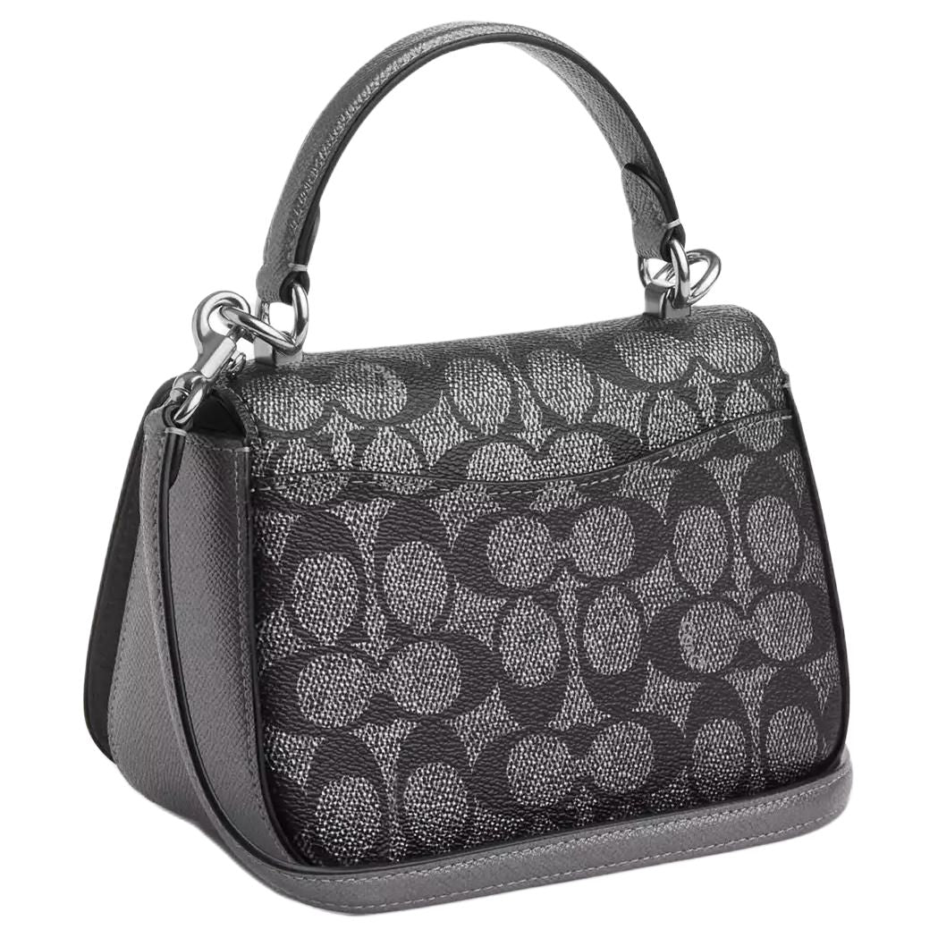 حقيبة يد Coach نسائية بتصميم سيج Signature أسود وفضي