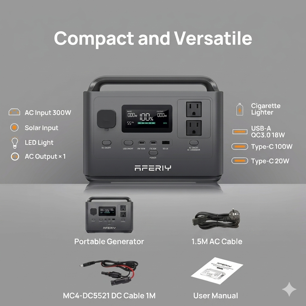 محطة طاقة شمسية متنقلة Portable Power Station AF-P040 | شحن سريع ونظام UPS.