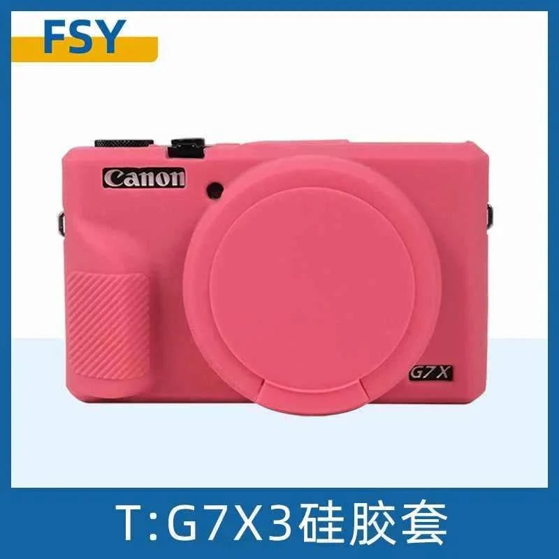 صف من أغطية السيليكون الملونة لكاميرا Canon G7X مرصوفة جنباً إلى جنب