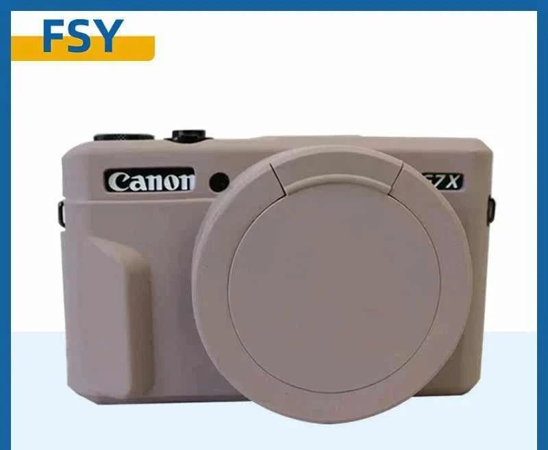 غطاء سيليكون بلون أحمر يلائم كاميرا Canon G7X Mark II بحواف مرنة حول الهيكل