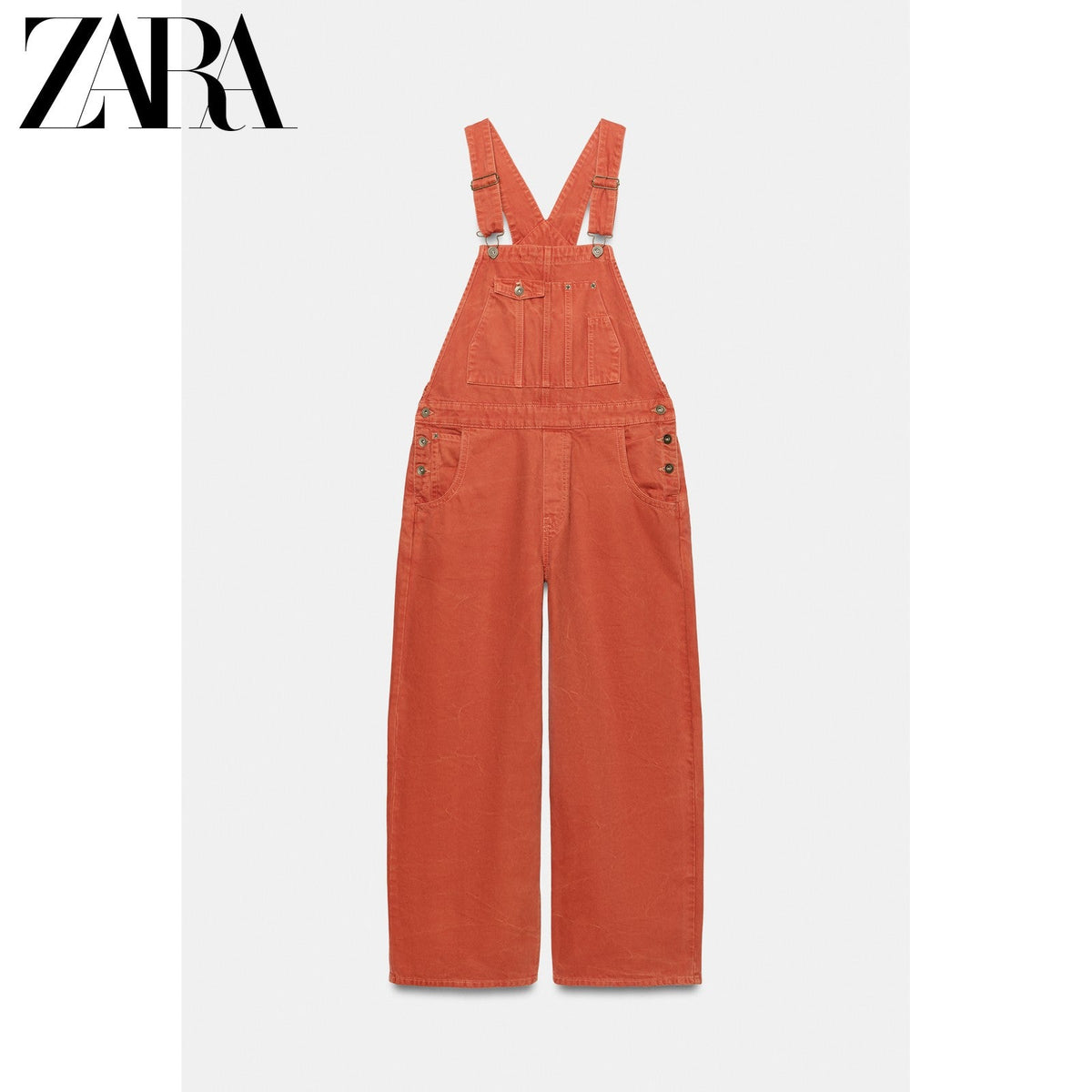 أوفرول جينز برتقالي Zara x Fruit of the Loom ملابس نسائية - رفعة