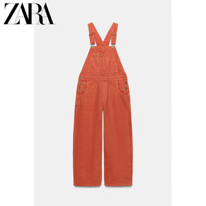 أوفرول جينز برتقالي Zara x Fruit of the Loom ملابس نسائية - رفعة