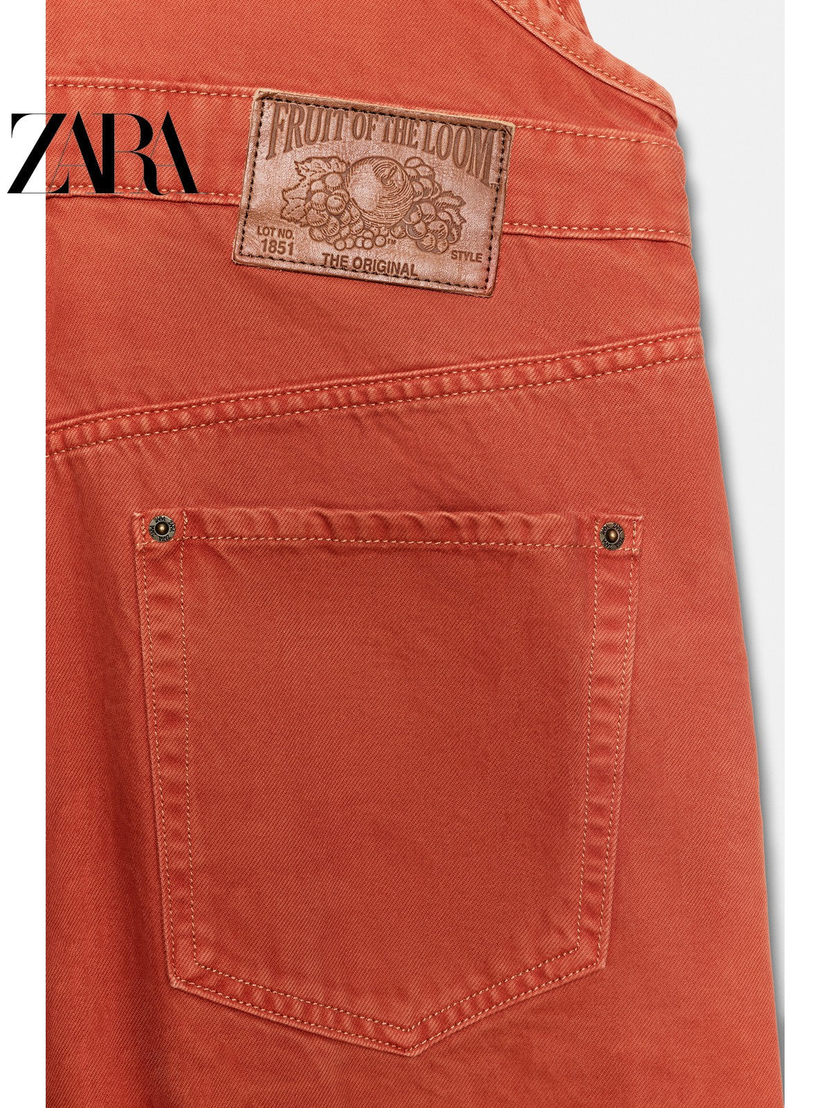 أوفرول جينز برتقالي Zara x Fruit of the Loom ملابس نسائية - رفعة