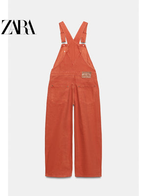 أوفرول جينز برتقالي Zara x Fruit of the Loom ملابس نسائية - رفعة
