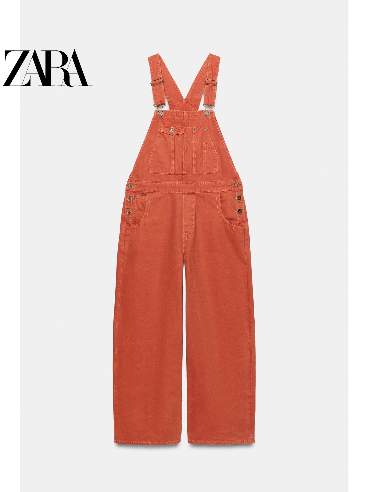 أوفرول جينز برتقالي Zara x Fruit of the Loom ملابس نسائية - رفعة