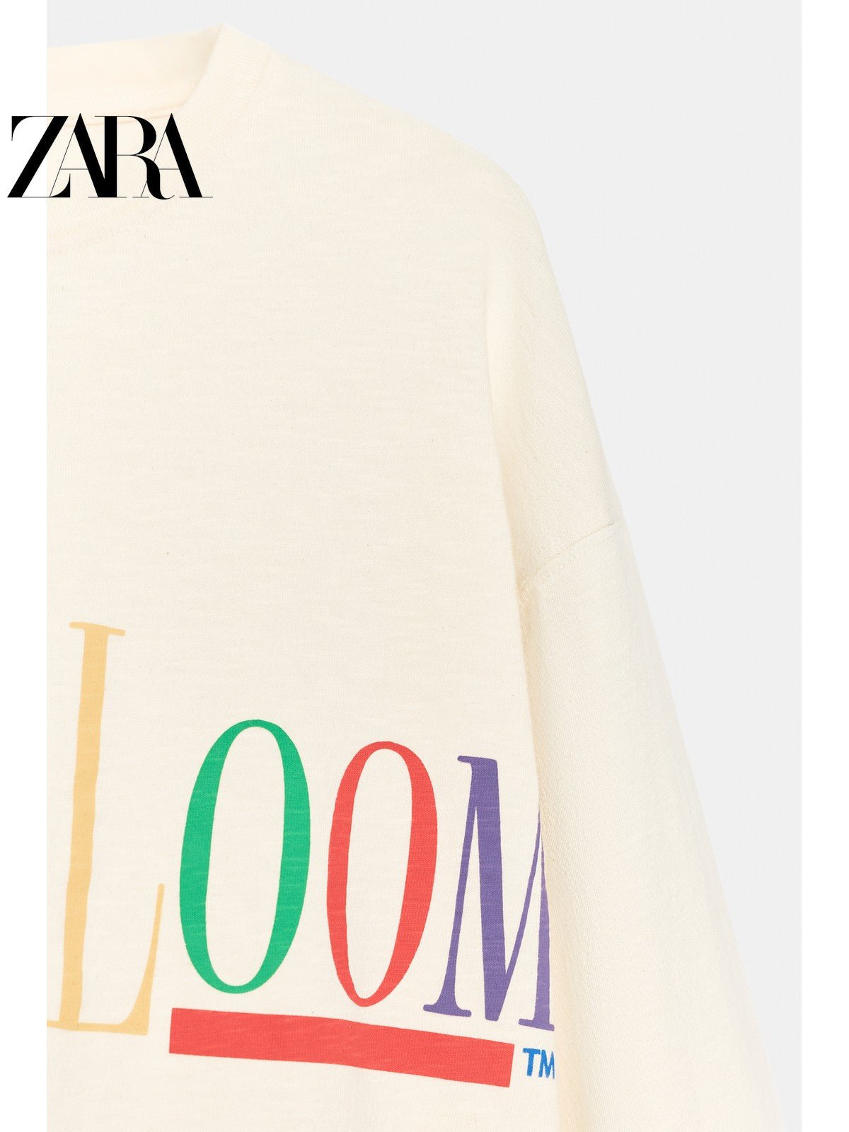 أصلي 100% بلوزة ZARA x Fruit of the Loom أوف وايت - رفعة