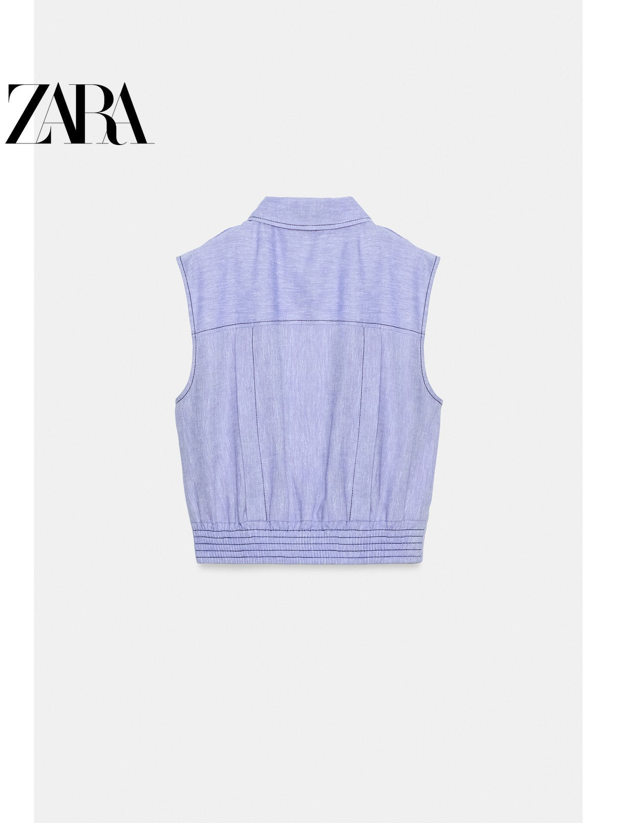 أصلي 100% توب Zara نسائي بدون أكمام أزرق فاتح - رفعة