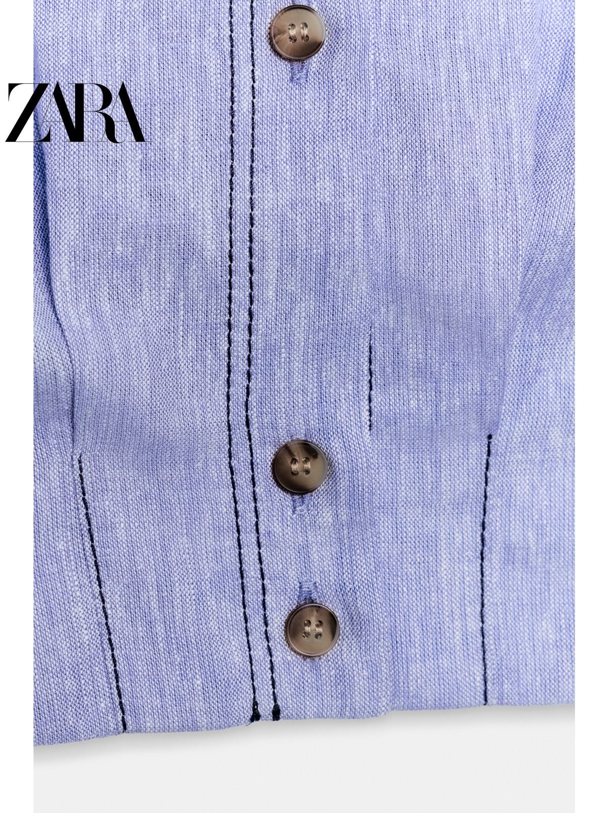 أصلي 100% توب Zara نسائي بدون أكمام أزرق فاتح - رفعة