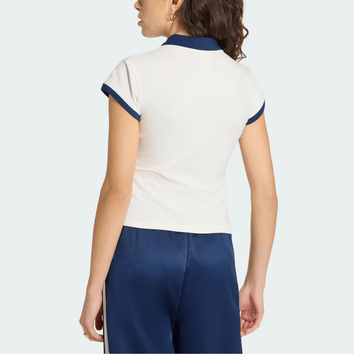 أصلي 100% تيشيرت adidas Polo نسائي أبيض وكحلي - رفعة