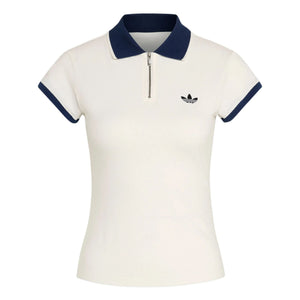 أصلي 100% تيشيرت adidas Polo نسائي أبيض وكحلي - رفعة