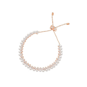 apm monaco [Romantic Confession] Pearl Geometric Laminated Design Copper Alloy Fusion Cube Zirconia Bracelet Women's Rose Gold