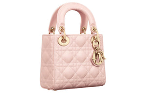 DIOR Lady Dior Detachable Chain Shoulder Strap Cannage Sheepskin Davis Bag Shoulder Crossbody Tote Mini Women's Carmine Pink
