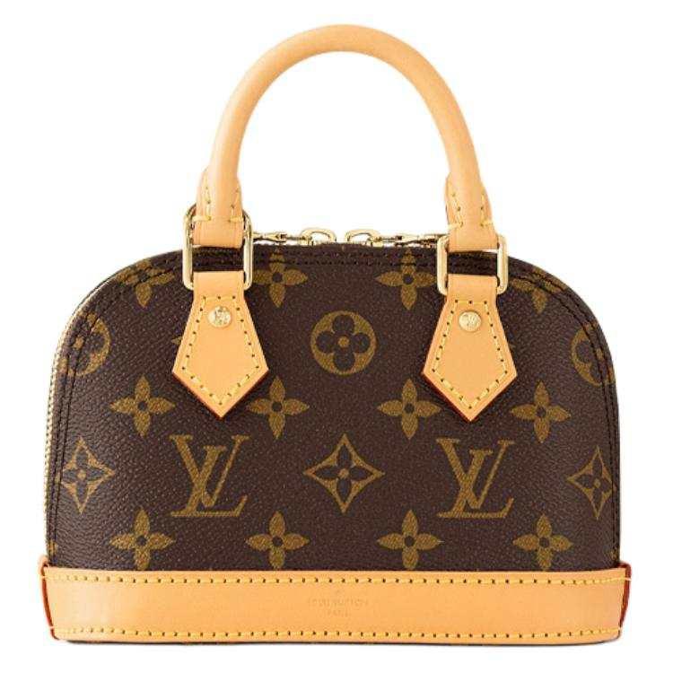 حقيبة Louis Vuitton Alma Nano بنقشة Monogram الأيقونية.